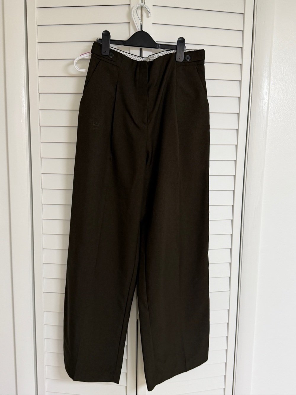 Zara Classic Wide-Leg Pants - Dark Brown - Picture 2 of 7
